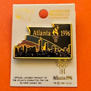 Official Atlanta 1996 Olympics Vintage Enamel Pin (with Backing Card)